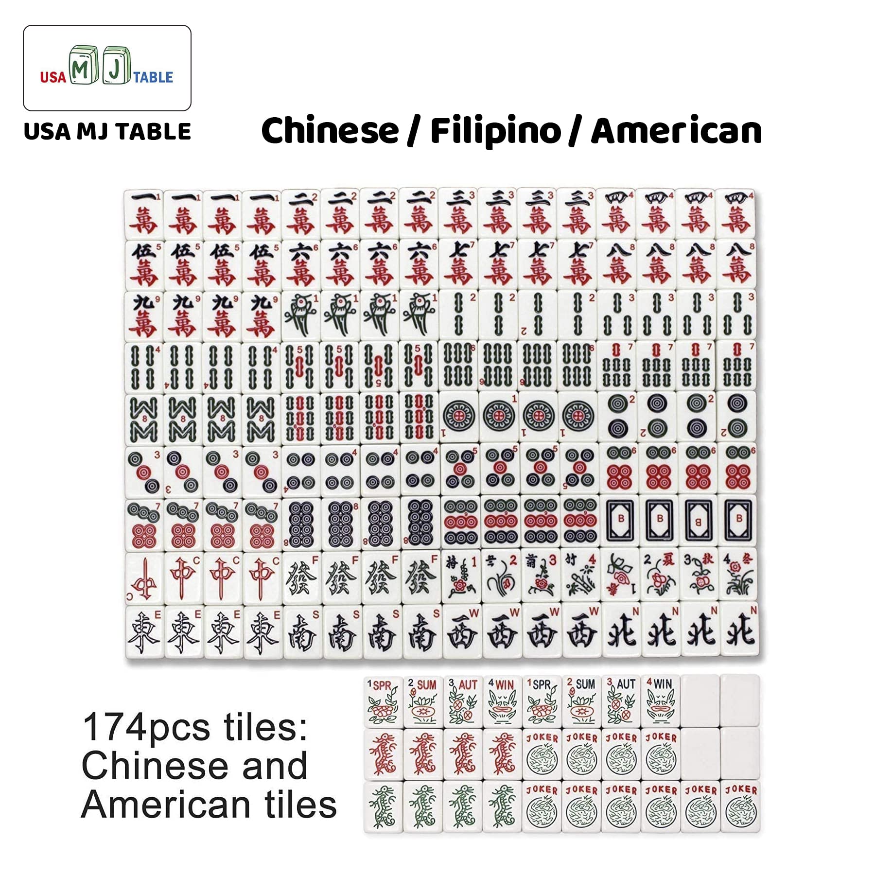 USA Mahjong Table Ultra-Thin Automatic Mahjong Table Roller Coaster Style, 36mm American Style Tiles Built-in Hard Table Cover Set of 4 19'' Wooden Pushers & Racks (Folding, Wooden)