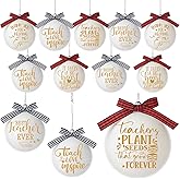 Syhood 12 Pcs Christmas Teacher Ornament Teacher Gifts for Women Thank You for Helping Me Ornaments Best Teachers Appreciation Gifts for Women Christmas Tree Hanging Favors Decor