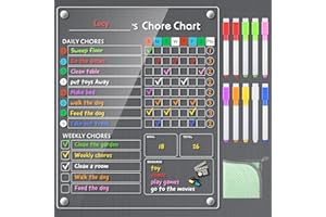 Acrylic Magnetic Chore Chart for Kids, 9.5"x12" Behavior Reward Responsibility Chart for/Teens/Adults Chore Chart for Multipl