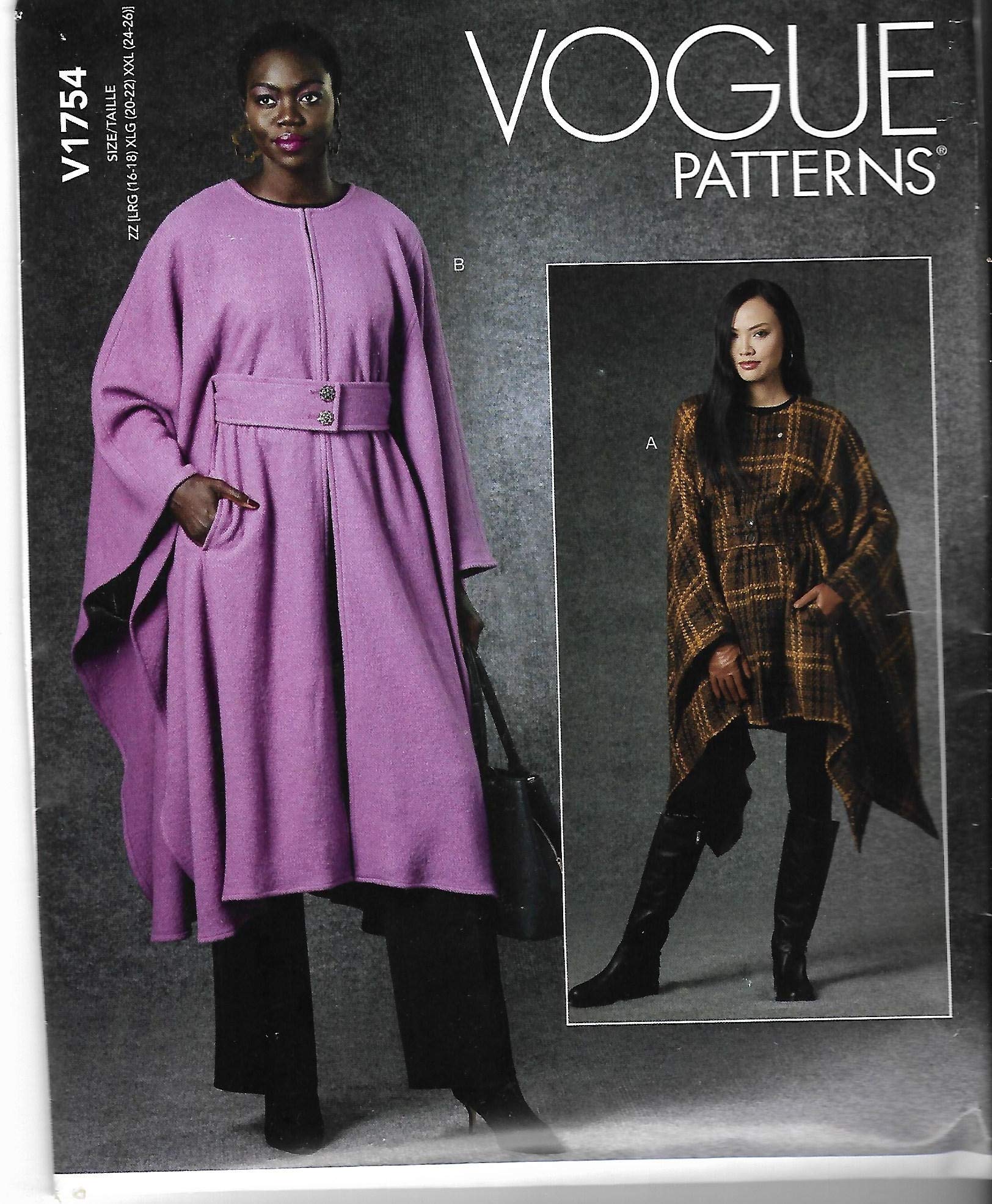 Vogue Patterns V1754ZZ Misses Outerwear L-XL-XXL