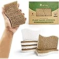 AIRNEX 6 Pack Biodegradable Natural Kitchen Sponges - Eco Friendly Cellulose and Coconut Husk - Non Scratch, Odourless, Dual