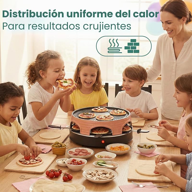 PO-113255.4 Horno para Pizzas Eléctrico + Raclette + Grill con Cubierta Piedra Terracota, 6 comensales, PIZZARETTE el original 1500W — foto 5 de 7