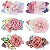 Dizila 6 Pieces Delicate Handmade Rose Flower Hair Bows Fully Lined Alligator Hair Clips Floral Hair Barrettes Accessories for Baby Girls Toddlers Kids Teens Women (6PCS S9)