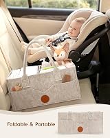 Maliton Nappy Caddy Newborn Essentials Diaper Organizer Khaki 15.3x9.3x7 in view 5