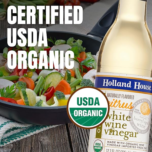 HOLLAND HOUSE ORGANICS CITRUS FLAVORED WHITE WINE VINEGAR, 12.7 OUNCE