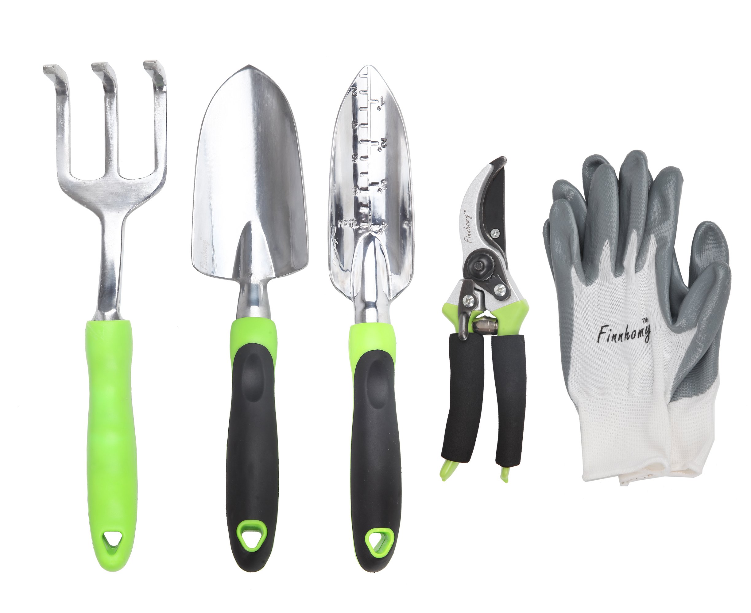 Finnhomy 5 Piece Garden Tools, Gardening Tools, Gardening Hand Tools, Gardening Gift Tool Set for Women, Garden Kit with Pruning Shears & Gardening Gloves