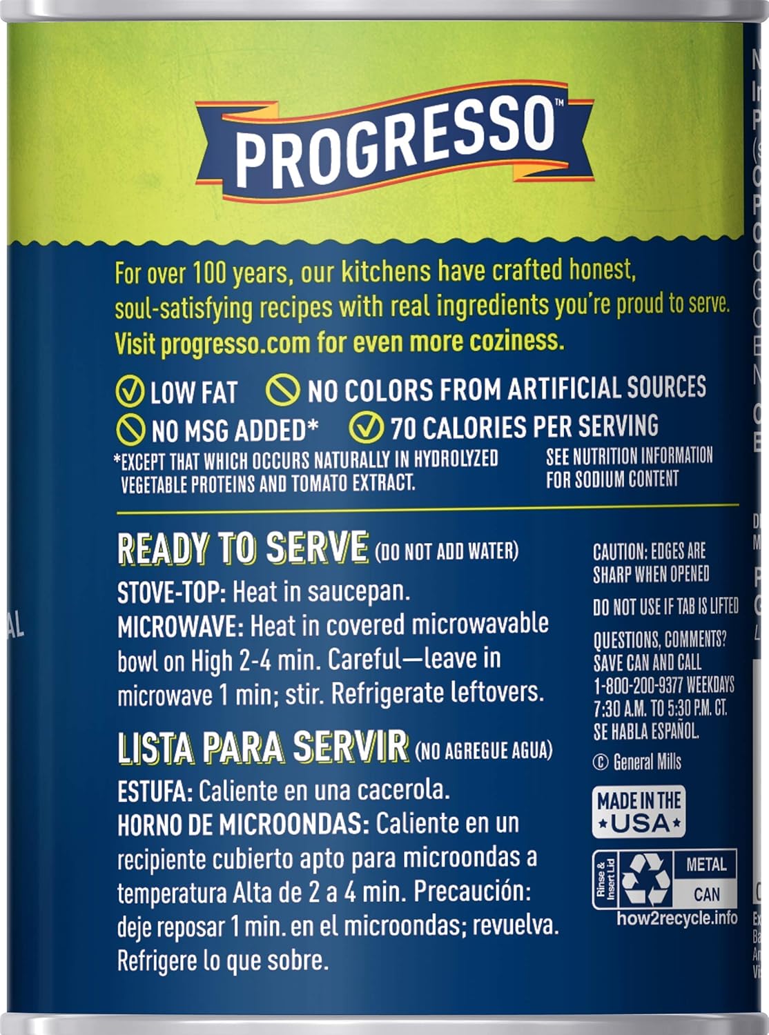 Progresso Low Fat Vegetable Classics Hearty Penne in Chicken Broth Soup 19 oz Can