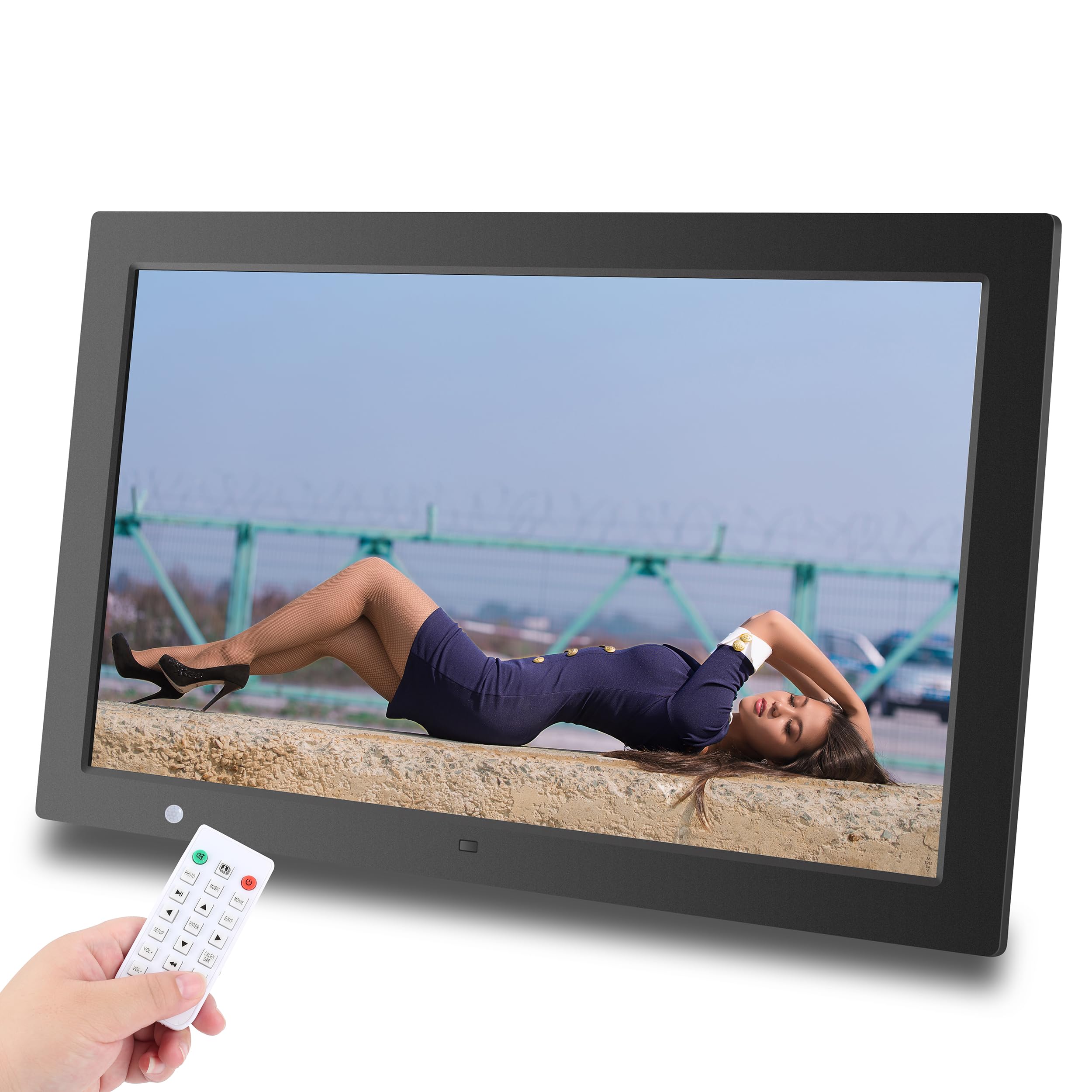 Photo 1 of 20" Digital Picture Frame USB, IPS Screen 1920x1080 Digital Photo Frame Slide Show for Gifts Compatible with 64GB USB Flash Drive SD Card Slot, Support Music Video Motion Sensor with Romote Control