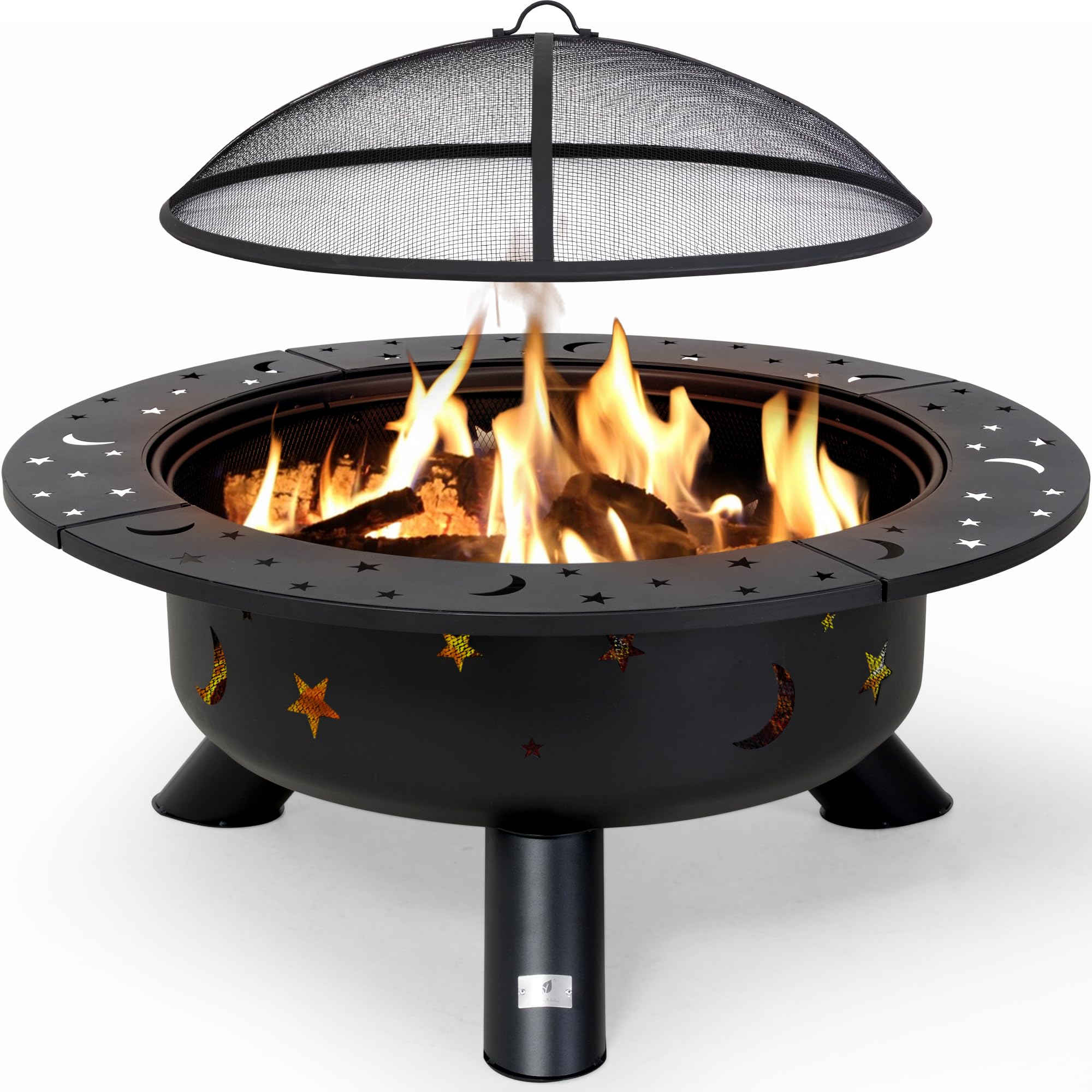 Photo 1 of SUNCREAT 42" Extra Large Bonfire Fire Pit, Steel Round Fire Pit Table for Backyard, Garden, Outside, Star Pattern