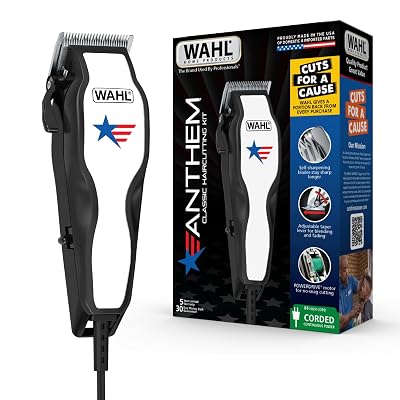 Wahl USA Anthem Classic Haircutting Kit – Corded Hair Clipper for Men with No-Snag Blades, Powerful POWERDRIVE Motor & Adjustable Fade Lever – Model 3029140