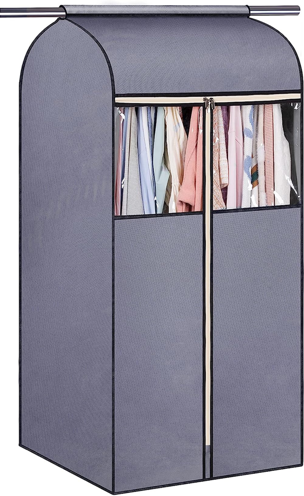 MISSLO 43” Hanging Clothes Storage Coat Covers Garment Bags Dustproof Dress Jackets Protector for Wardrobe Rail Cover Rack with Clear Window