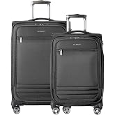 Ricardo Beverly Hills Softside 2 Piece: 20 Carry-On &amp; 24 Medium Checked, Lightweight Expandable Luggage Set, Spinner Wheels, TSA Lock, Telescopic Handle, Eco-Friendly Material, Ashbury Series, Black