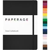 PAPERAGE Lined Journal Notebook, Hardcover Journal for Women &amp; Men, 160 Pages, (5.6 in x 8 in), College Ruled Journaling Notebook for Work, School Supplies &amp; Note Taking, (Black)