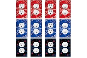 12pcs Spider Decorative Light Switch Cover Sticker, 1-Gang Duplex Electrical Wall Plate Faceplate Decals Waterproof Matte Spi