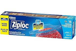 Ziploc Large Freezer Bags, Prevents Freezer Burn, Microwave & Freezer Safe, New Stay-Open Design, Stand-Up Bottom, BPA Free, 