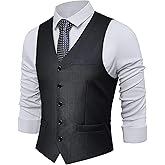 BABEYOND Men's Suit Vest Slim Fit Waistcoat Business Dress Vests for Suit Tuxedo