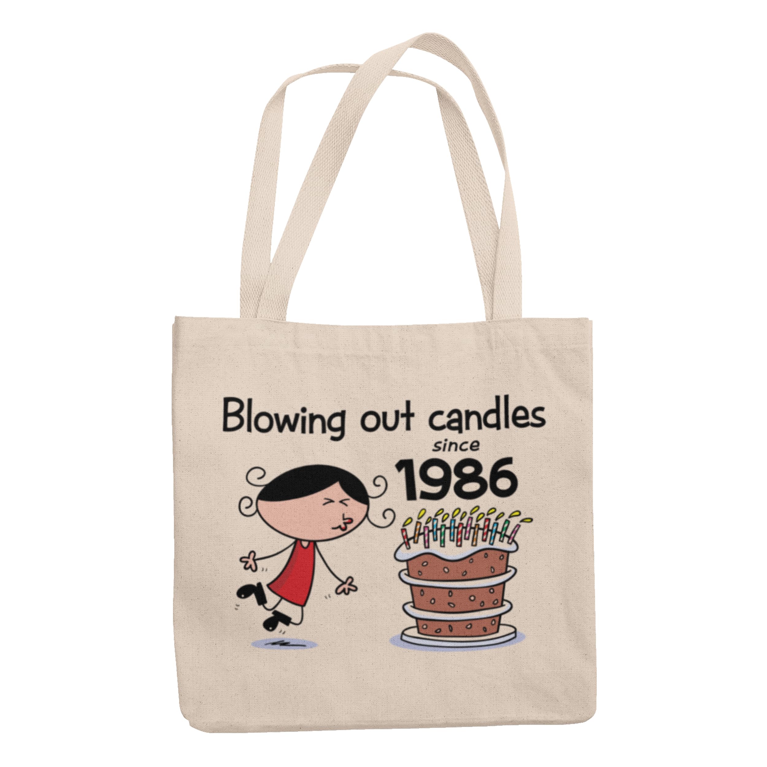 Tribal T-Shirts 40th Birthday Gifts for Women - Funny 40th Birthday Gift Bag - Cotton Tote Bag with 'Blowing Out Candles Since 1986' Print - Eco-Friendly Reusable Shoulder Bag 42x38cm