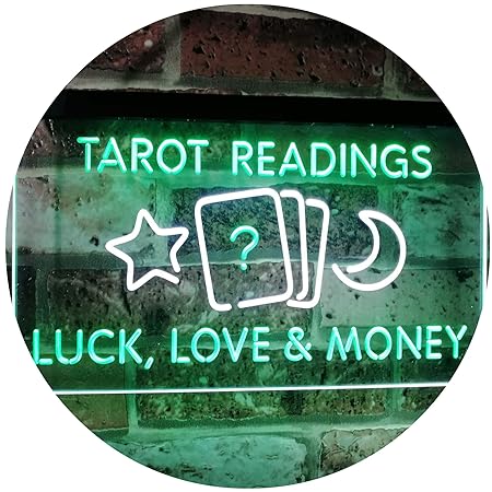 AdvpPro 2C Tarot Readings Luck Love Money Dual Color LED Neon Sign White & Green 300mm x 210mm st6s32-i3121-wg