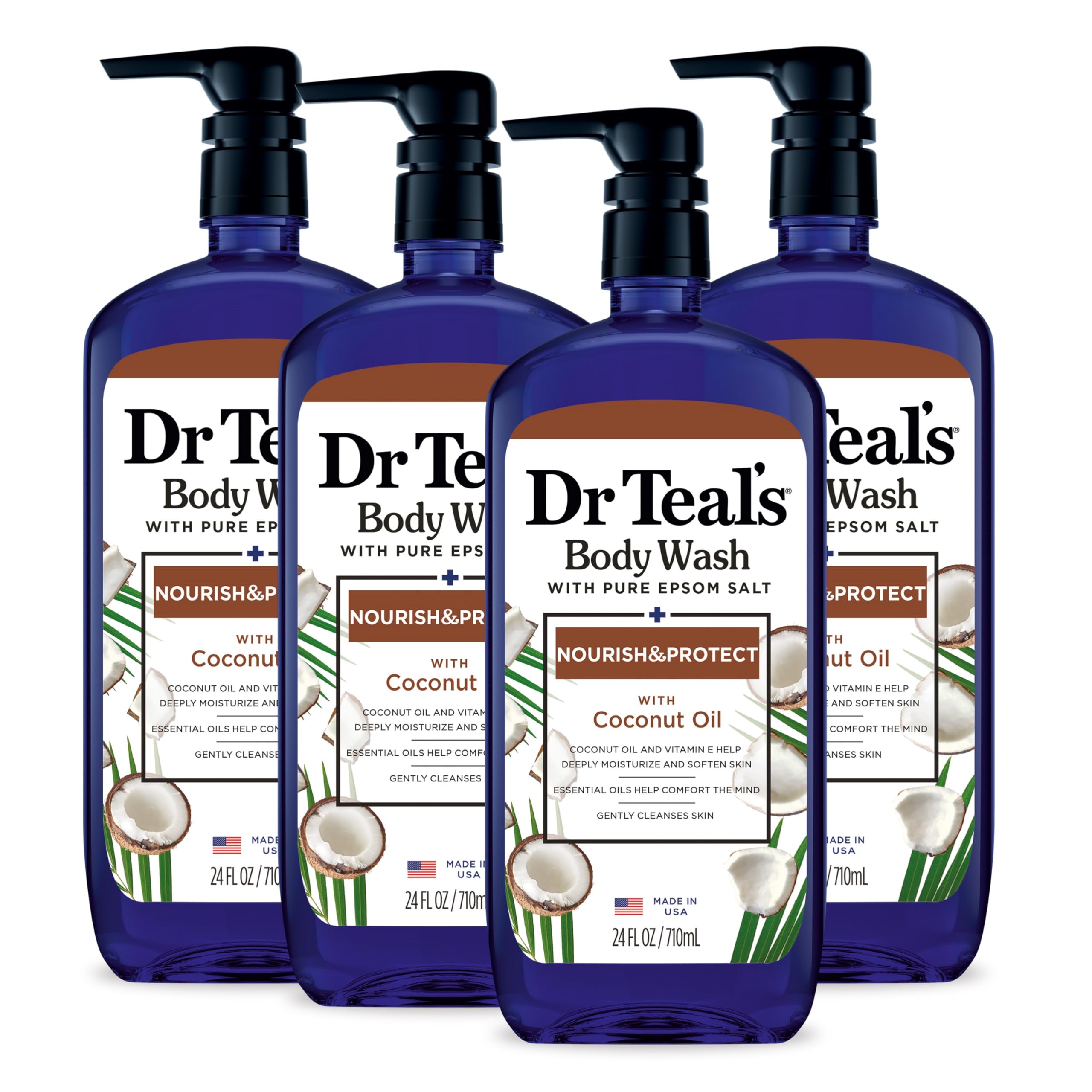 Photo 1 of Dr Teal's Body Wash with Pure Epsom Salt, with Coconut Oil, 24 fl oz (Pack of 4)