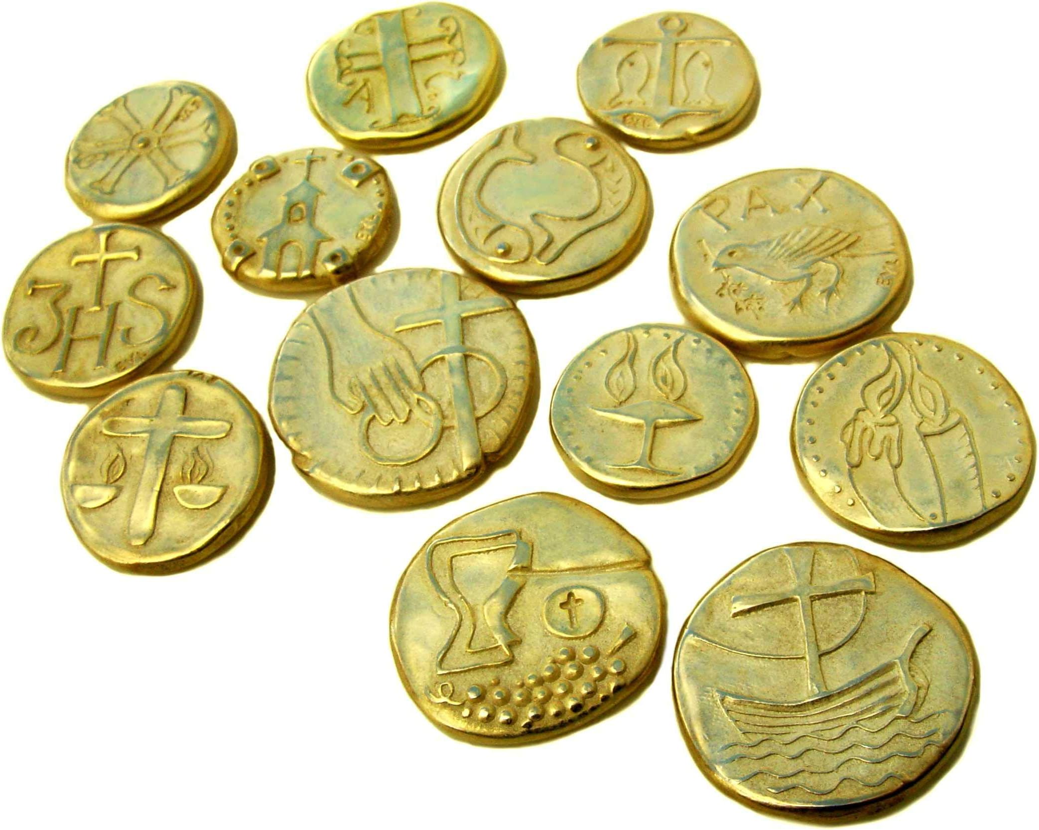 Early Christian Gold Plated Wedding Coins