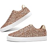 Jeekopeg Glitter Sparkly Fashion Sneakers Shoes Shiny Casual Shoes Bling Sequin Concert Low Cut Lace up Shoes