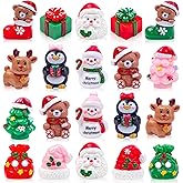 Feivando 20 Pcs Mini Christmas Figurines Decoration Tiny Resin Snowman Santa Claus Animals Xmas Miniature Figures for Holiday DIY Crafts Garden Micro Landscape Party Home Table Decor