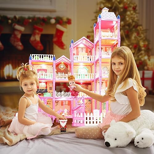 TopGift Dollhouse, Dream House Dollhouses Gifts for Girls, Doll
