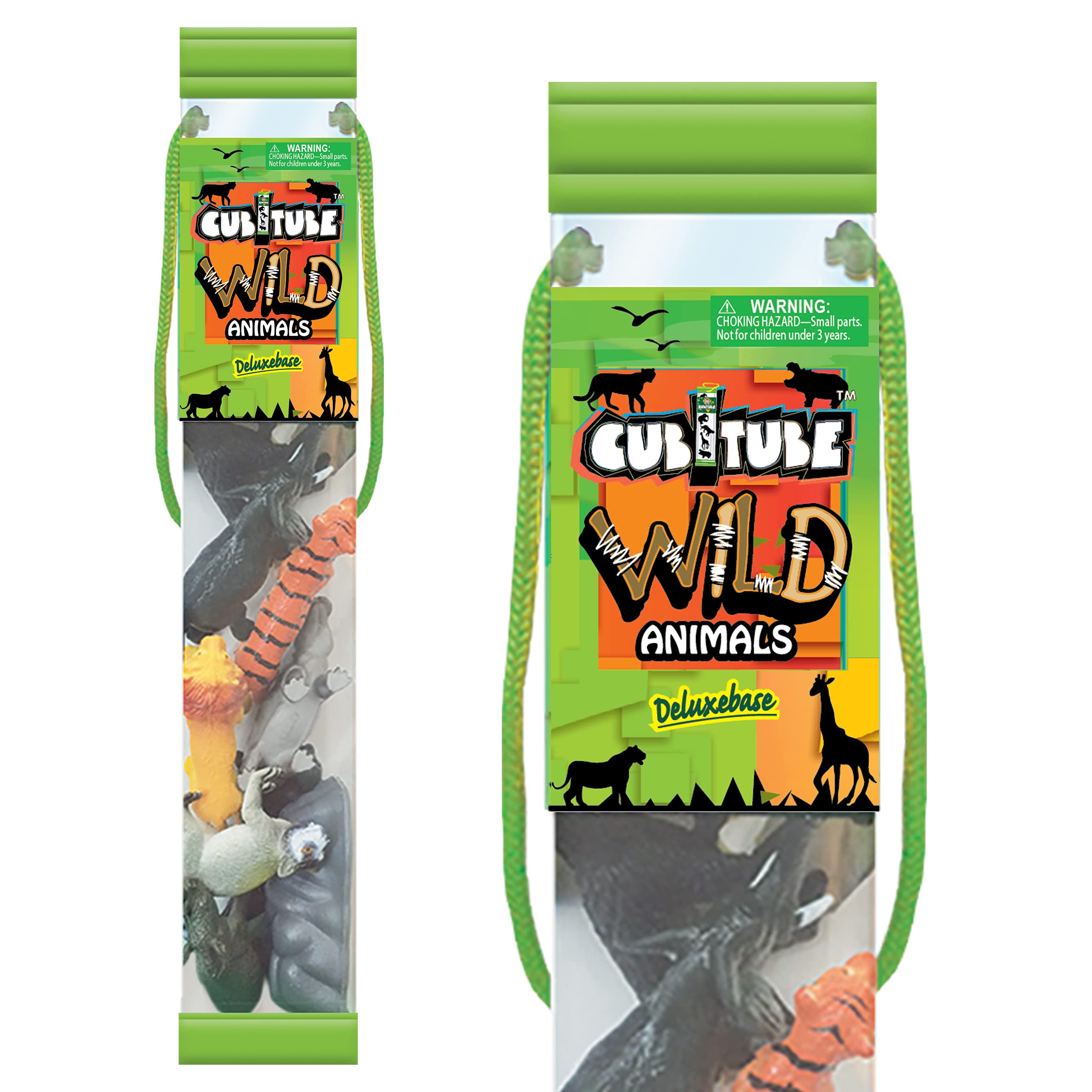 Cubitube - Wild Animals from Deluxebase. 11-Piece Jungle Life Toys Set, Mini Wild Creatures Figurines with Travel Tube for Small World Learning, Educational Animal Toy Playset for Kids, Ages 3+.