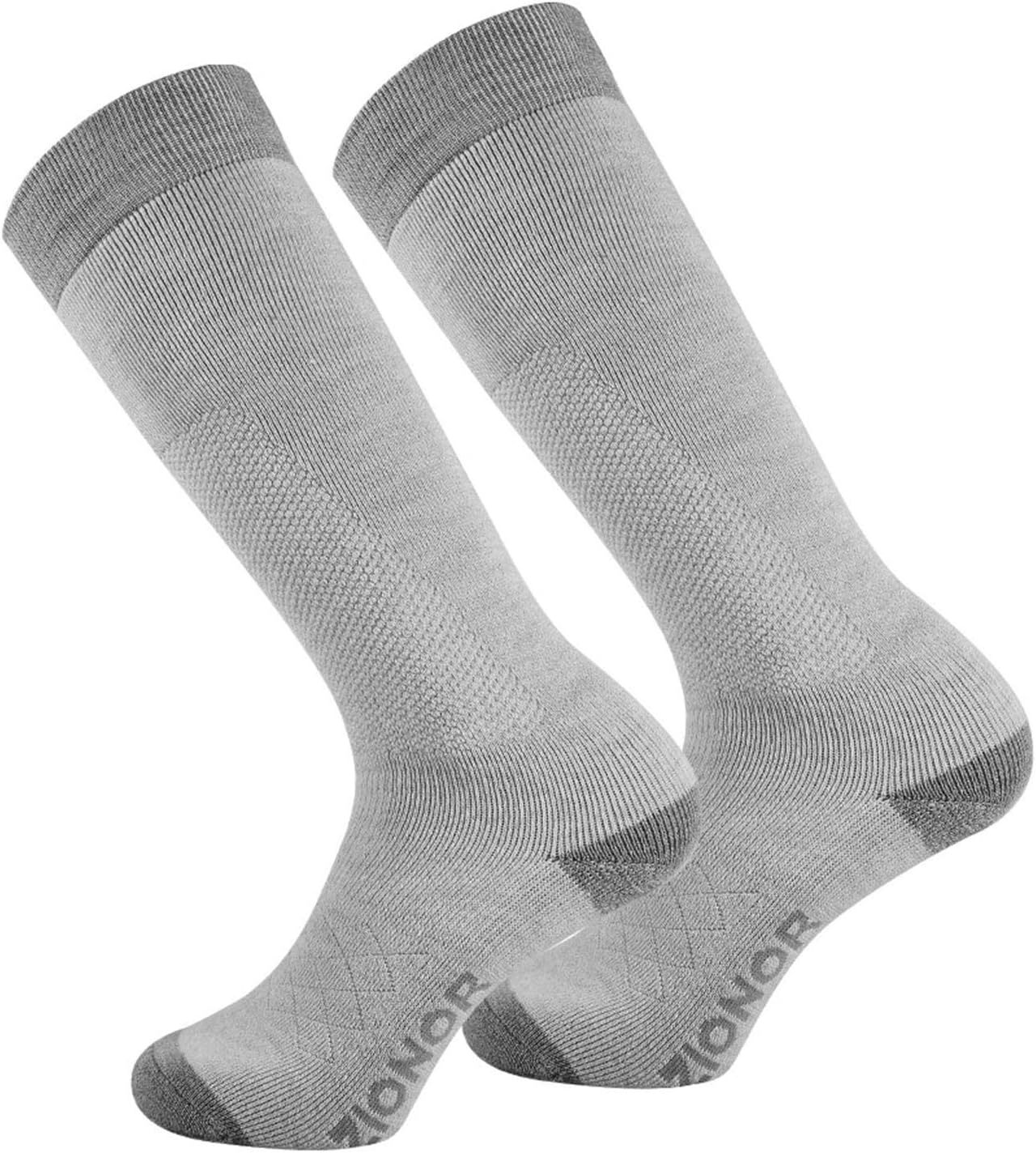 ZIONOR Ski Snow Socks High Knee Merino Wool Warm Plush Padded Elastic Fast Dry for Men Women Skiing Snowboarding : Clothing