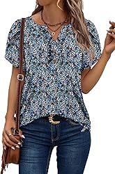 KISSMODA Women's Tunic Tops Casual V Neck Short