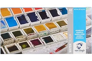 Van Gogh Watercolor Paint Set, Metal Tin, 48-Half Pan