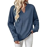 Acelitt Women Casual Long Sleeve V Neck Sweatshirts Pullover Tops,S-XXL
