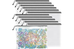 Umriox Mesh Zipper Pouch Puzzle Bags, 13.0x9.0 in (Black, 12 Packs), Letter Size A4 Size Zipper Bags for Office Supplies Travel Accessories