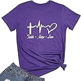 MAXTREE Women Faith Hope Love Graphic Tees Cute T-Shirts