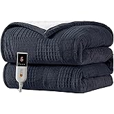 Texciting Heated Blanket Electric Blanket Throw 50''X60''-Heating Blanket with 9 Heat Settings-2-10 Hours Auto Off,ETL Certified,Machine Washable (Black)
