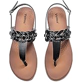 Veittes Women's Casual Flat Slide Sandals - Comfortable Slip-On with Ankle Strap,Round Open Toe lightweight Summer Beach Thong Sandals.