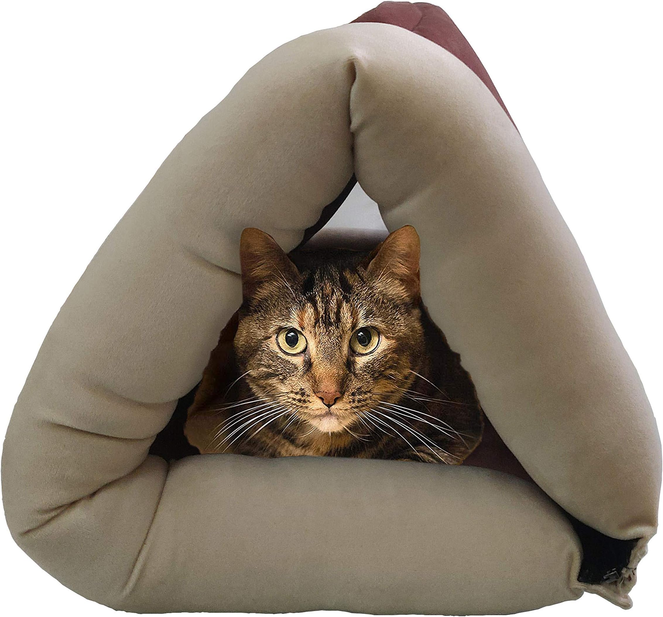 Dogerman Reversible Washable Holland Velvet Cat Tunnel Cave Bed (Small, Peach-Cream)
