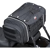 KEMIMOTO Motorcycle Travel Luggage Bags, Expandable Large Capacity Motorcycle Tail Bag, Waterproof Rear Rack Trunk, Motor Pannier Bag with Rain Cover and Straps 25L-30L