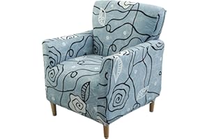 FUANGUI Banquet Armchair Slipcover Printed Chair Covers with Arms Stretch Club Chair Slipcover Soft Armchair Sofa Covers Anti-Slip Furniture Protector for Dogs Pets Home Living Room Decor, 21