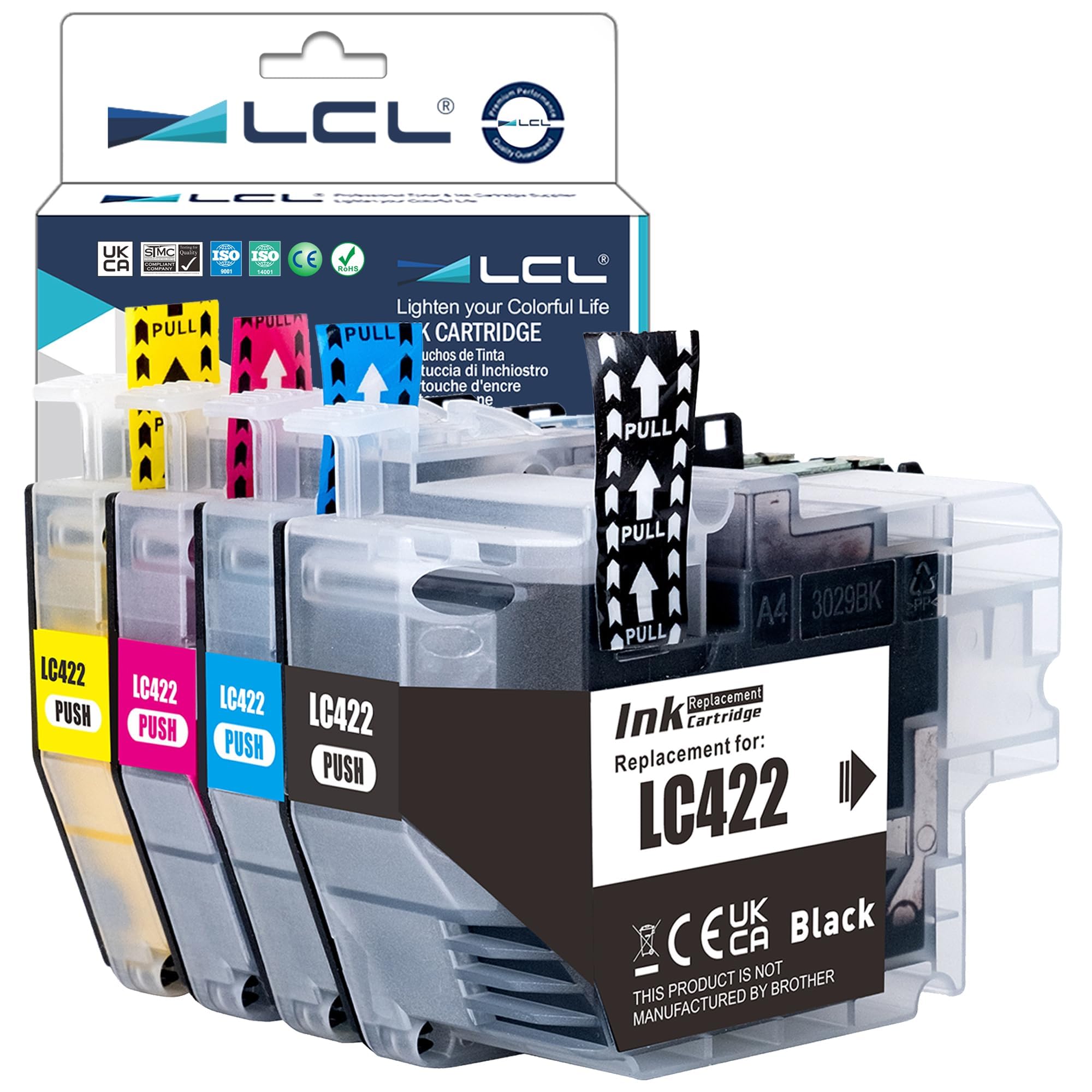 LCL LC422 Ink Cartridge Replacement for Brother LC-422 LC422 LC422BK LC422C LC422M LC422Y LC422XL for MFC-J5340DW MFC-J5345DW MFC-J5740DW MFC-J6540DW MFC-J6940DW Printer (4-Pack KCMY)