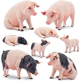 Toymany 8PCS Realistic Pig Figurines Set, Plastic Pig Figures Farm Animals Toys, Birthday Christmas Toy Gift for Kids Toddlers