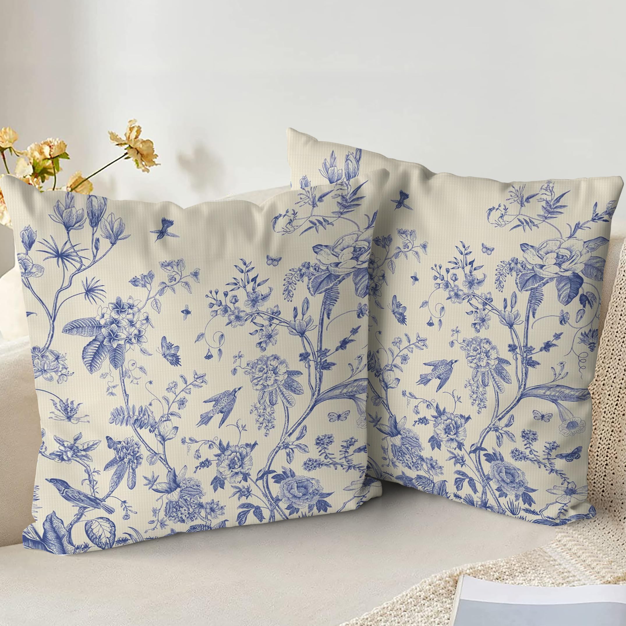 XPHZZL Cushion Covers Set of 2 Pack 45 x 45 cm - Soft Double Sided Garden leaves Decorative Pillow Covers for Sofa Bed Garden Outdoor Spring Decor with Invisible Zipper 18 x 18 Inch