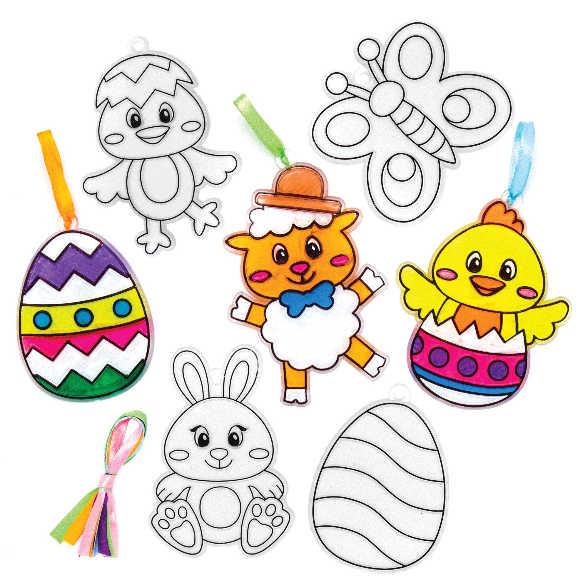Baker Ross Easter Egg Suncatcher Decorations - Pack of 10, Easter Crafts for Kids (AX753)