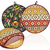 2 Pack 12 Inch Large Tortilla Warmers | Orange/Black Insulated Microwaveable Fabric Pouch | Keeps Tacos, Naan, Pizza & Flour Tortillas Warm for Hours | Ideal for Family Feasts & Gatherings