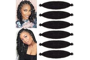 FFDDear 6 Packs Pre-Separated Springy Afro Twist Hair 16 Inch Spring Twist Hair Natural Black Marley Twist Crochet Braiding H