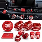 Polodunn for Honda Civic 2022-2026 Accessories, CRV 2023-2026 & Acura Ingetra 2023-2025 (Fit 9" Screen/ 1 Audio Knob), 11pcs Knob Cover Kit - Hazard Light, Push Start, Audio, AC & Air Vent (Red)