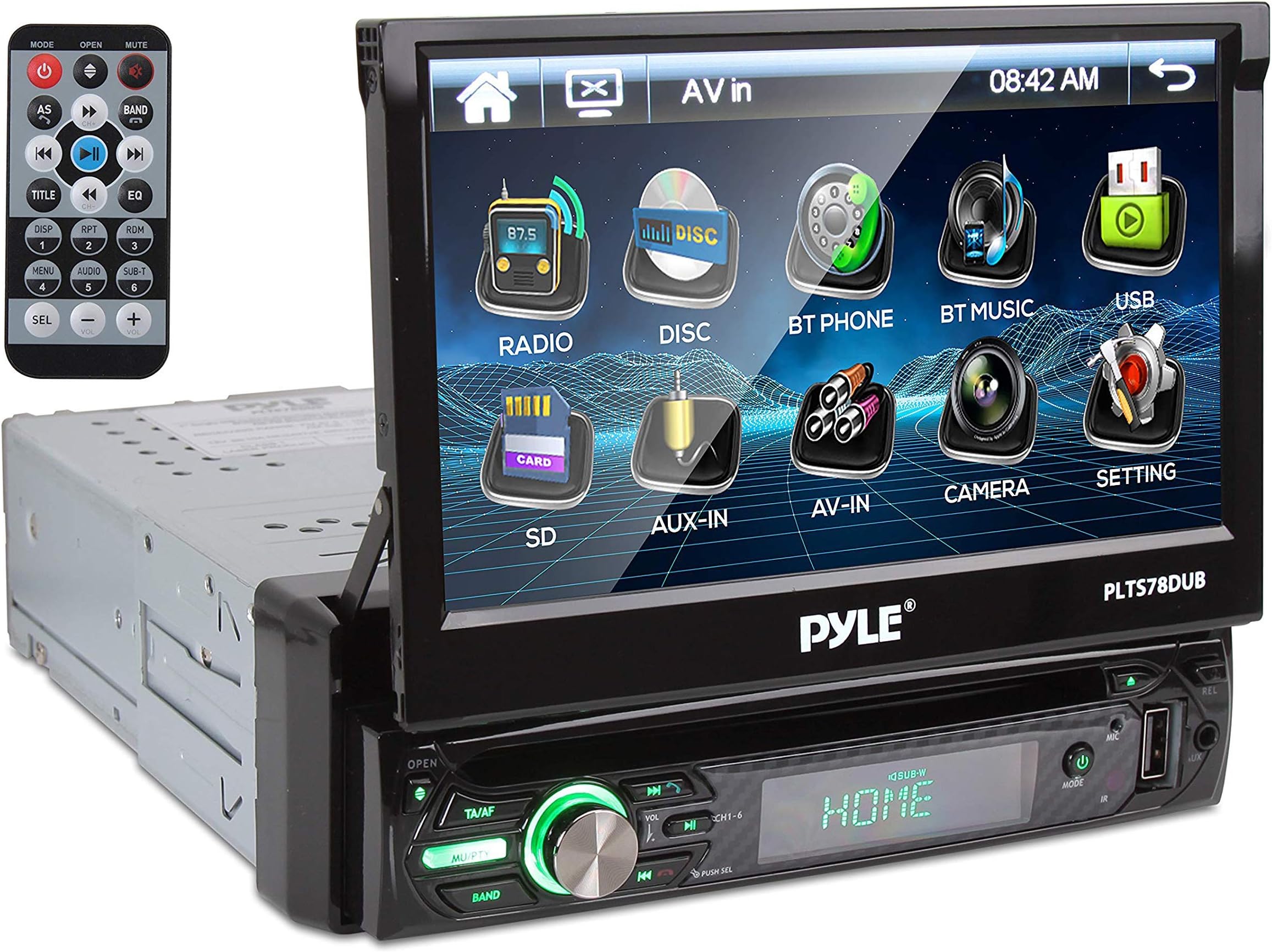 New PYLE PLTS78DUB 7" TOUCH SCREEN CD/DVD/MP3 Car Player w/USB SD AUX Receiver (Renewed)