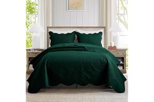 IR Imperial Rooms Queen Quilt Bedding Set Size (90" x 96") + 2 Pillow Shams (20" x 26"+ 2") - 3 Pcs All Season Lightweight Reversible Microfiber Coverlet Floral Embossed Quilt Bedspread (Emerald)