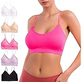 Alyce Intimates Pack of 5 Seamless Ribbed Sleep Bras for Women- Wireless, Padded Lounge Bra/Soft Sleeping Bralettes