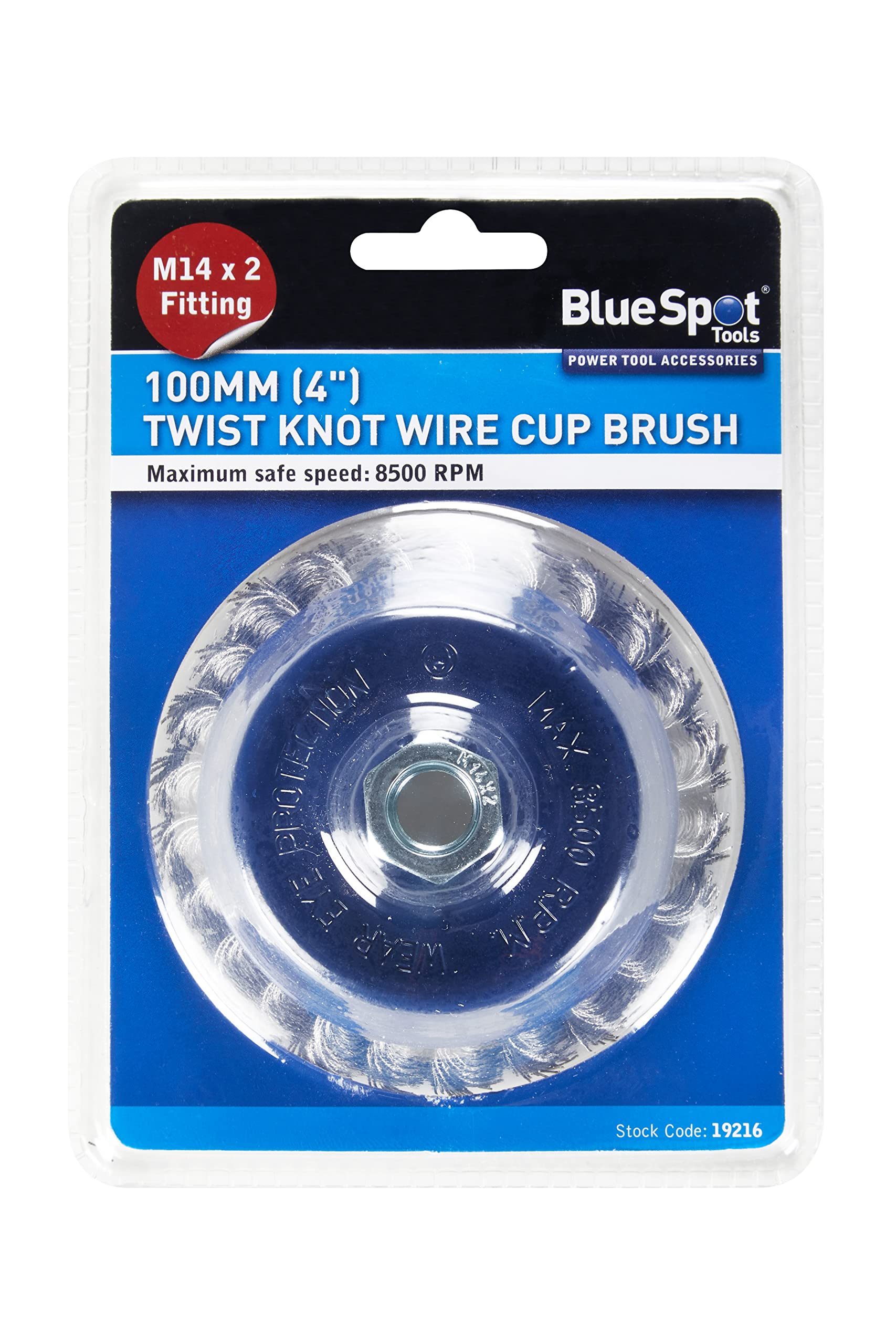 Blue Spot Tools 100mm (4") M14 x 2 Twist Knot Wire Cup Brush